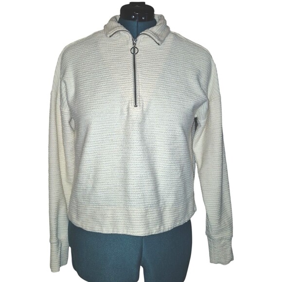 Sweaty Betty Rest Up Half Zip Pullover Preppy Mom Size 6 In Lily White (Ivory) - Picture 1 of 7